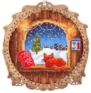 Миниатюра. Окно в зимний вечер (с рамкой) (13*12 см)