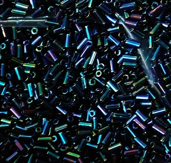Miyuki Bugle #1 3 mm #0452 синий ирис, металлизированный (Rainbow/Black Iris) (весовой) (5 г)
